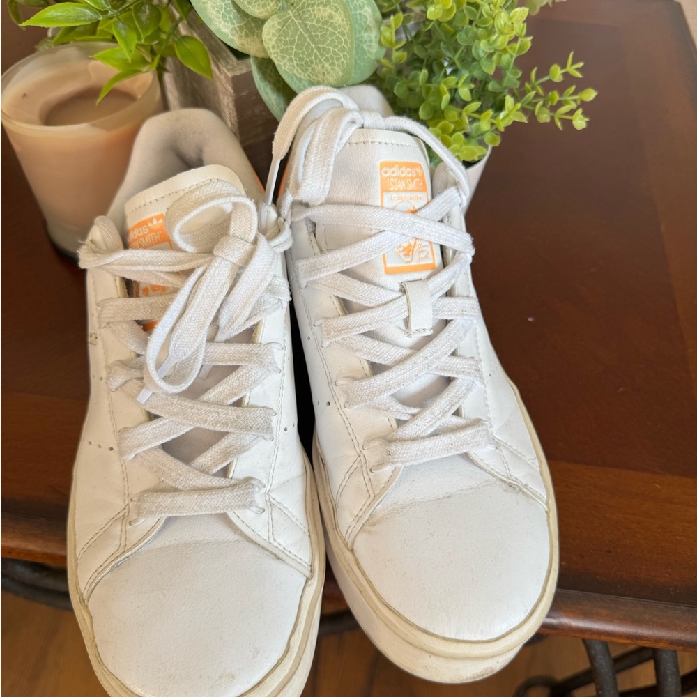 Adidas Women's BONEGA Stan Smith Orange Sneakers - Picture 2 of 5